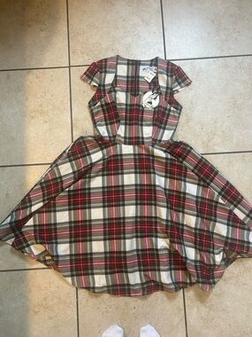 Hell Bunny Aberdeen tartan plaid 50s style dress size medium